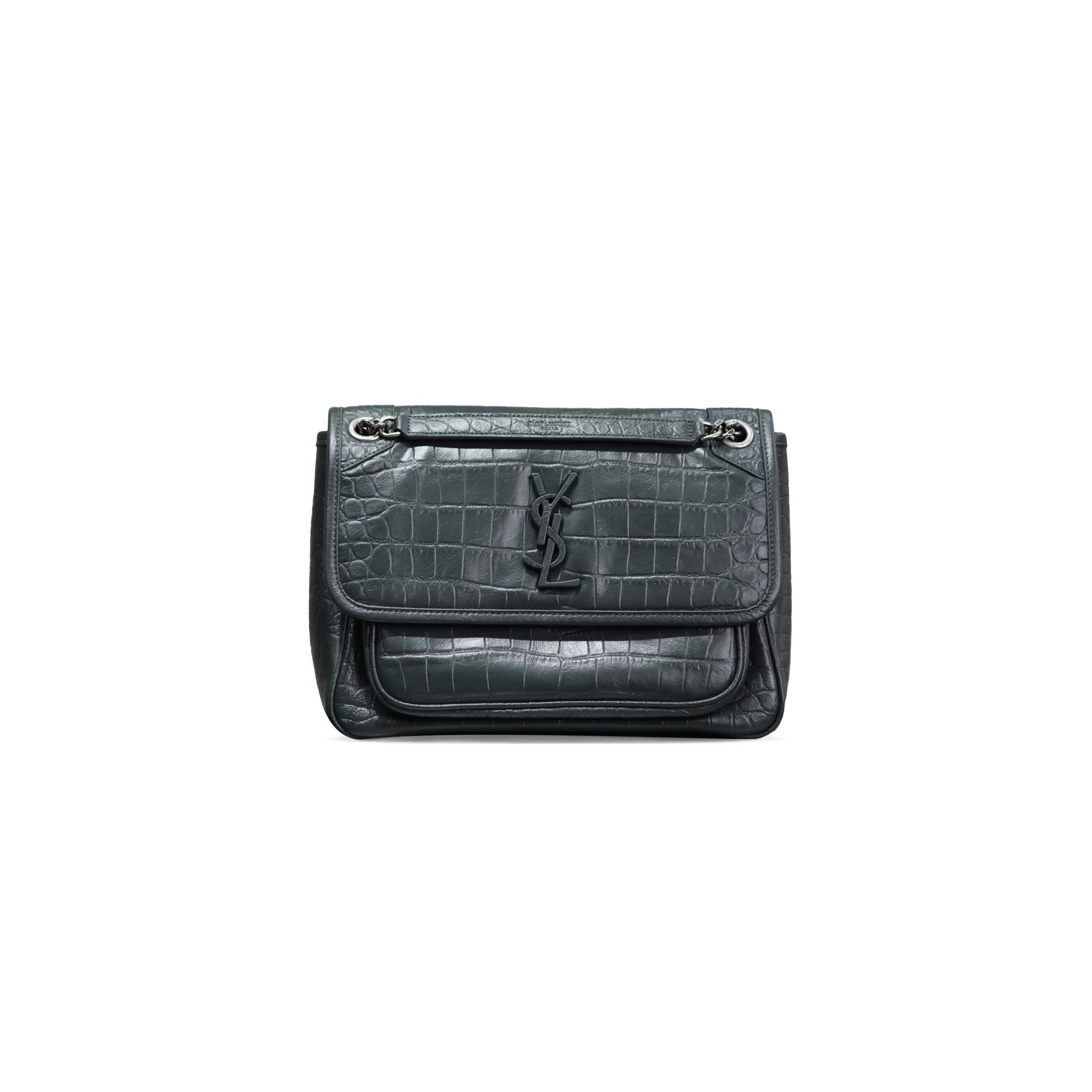 Y*L niki medium chain bag in crocodile-embossed leather 5489421k00u1000 (28*20*8.5cm)